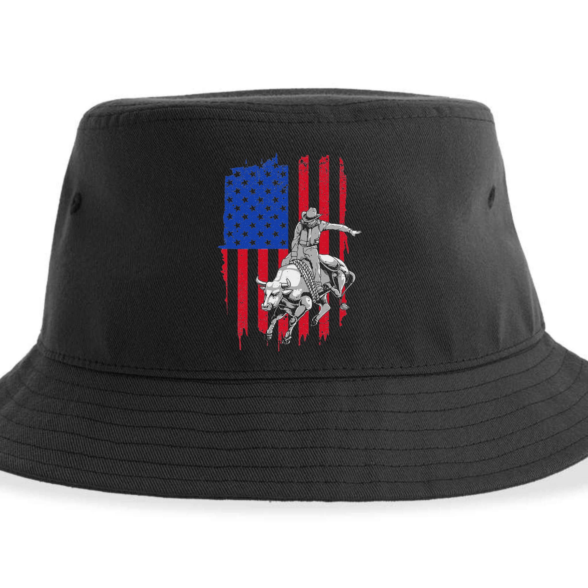 Cool American Rodeo Bull Rider Design Women Sustainable Bucket Hat