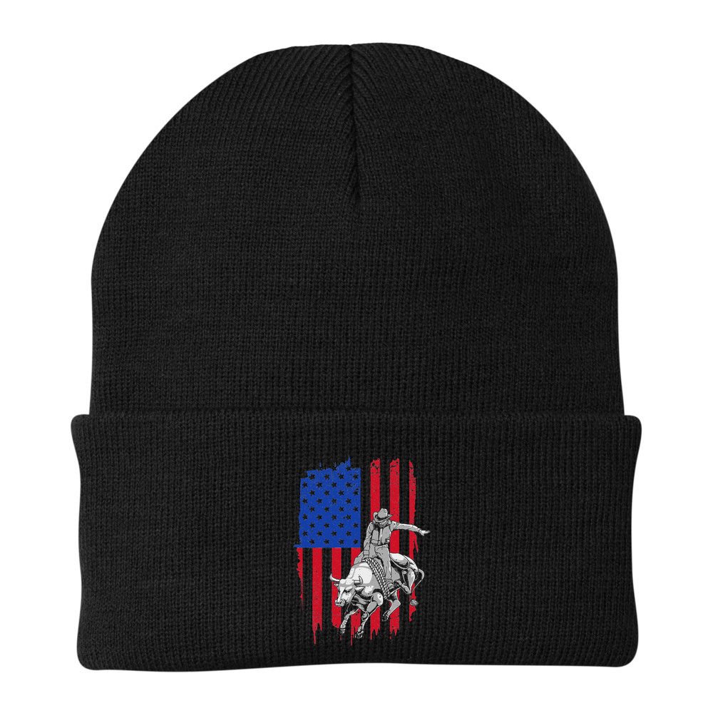 Cool American Rodeo Bull Rider Design Women Beanie