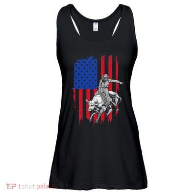Cool American Rodeo Bull Rider Design Women Ladies Essential Flowy Tank