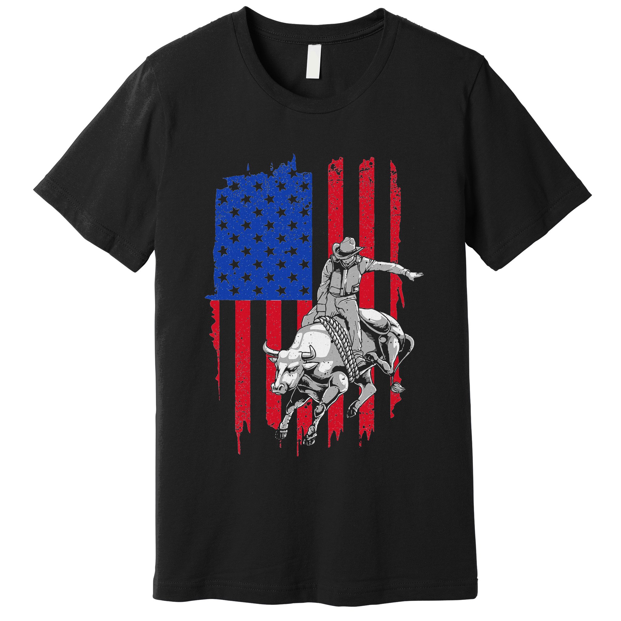 Cool American Rodeo Bull Rider Design Women Premium T-Shirt