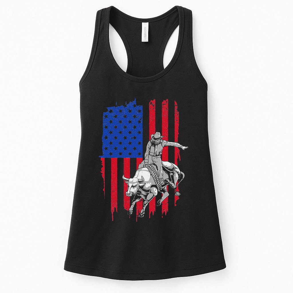 Cool American Rodeo Bull Rider Design Women Womens Tank Top