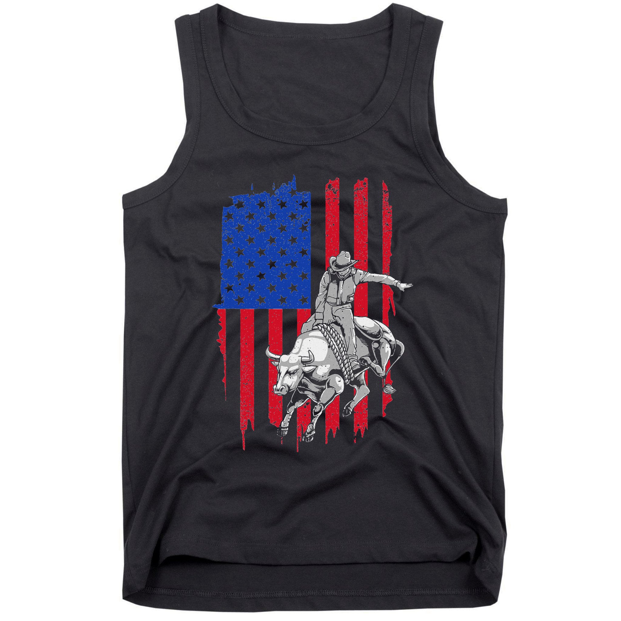 Cool American Rodeo Bull Rider Design Women Tank Top