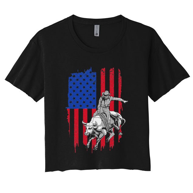 Cool American Rodeo Bull Rider Design Women Crop Top
