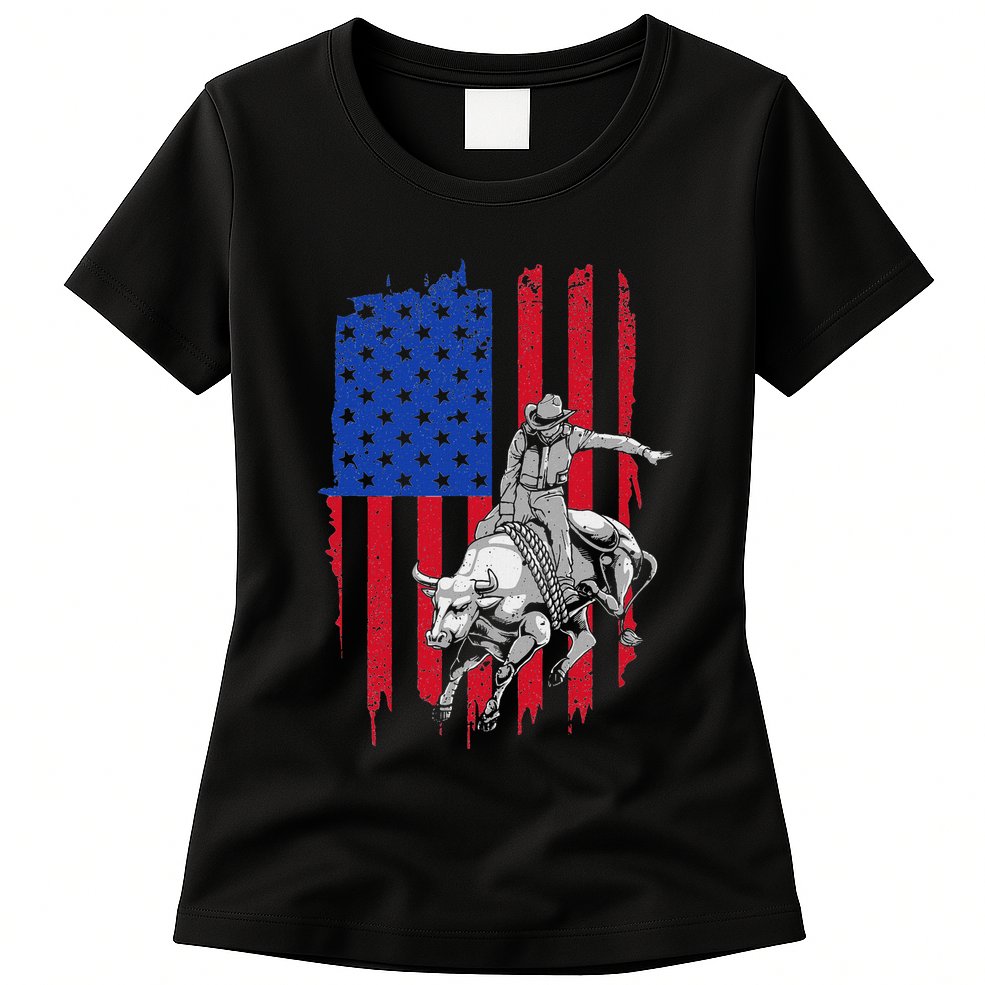 Cool American Rodeo Bull Rider Design Women Womens T-Shirt