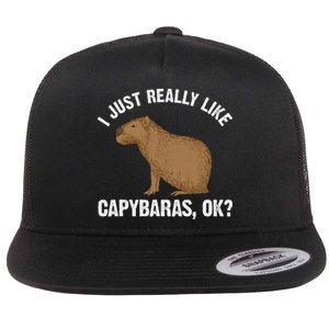 Capybara Art Rodent Capybara Lover Flat Bill Trucker Hat