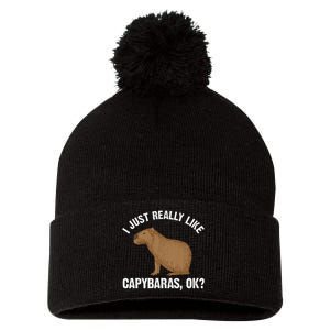 Capybara Art Rodent Capybara Lover Pom Pom 12in Knit Beanie