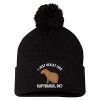 Capybara Art Rodent Capybara Lover Pom Pom 12in Knit Beanie