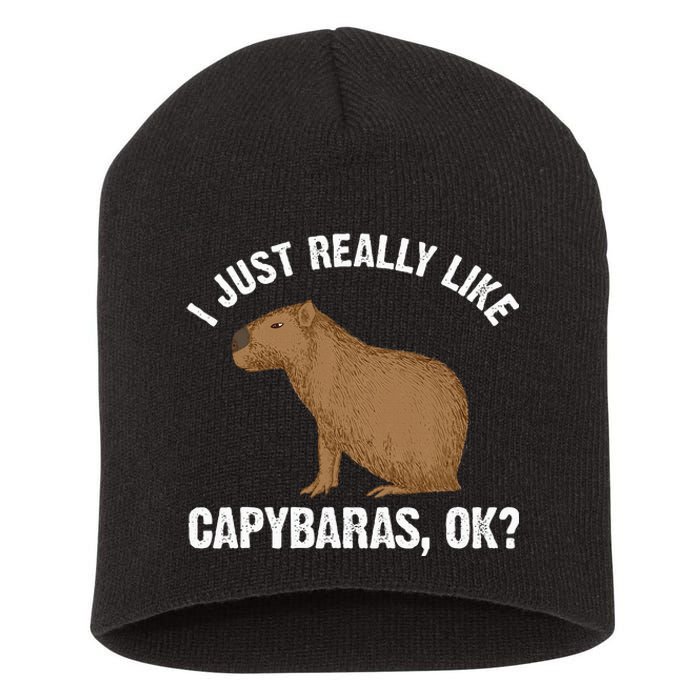 Capybara Art Rodent Capybara Lover Short Acrylic Beanie