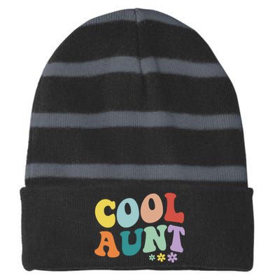 Cool Aunt Retro Gift Striped Beanie with Solid Band