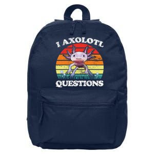 Cute Axolotl Retro I Axolotl Questions Funny  16 in Basic Backpack