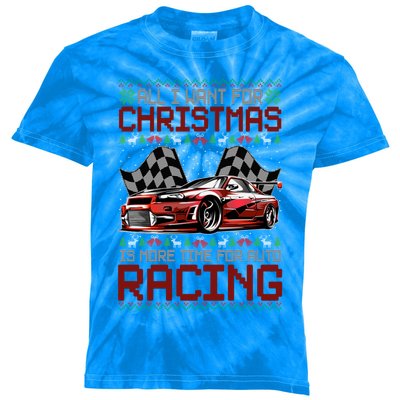 Christmas Auto Racing Funny Ugly Xmas Gift Kids Tie-Dye T-Shirt