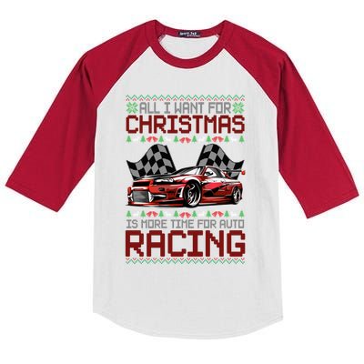 Christmas Auto Racing Funny Ugly Xmas Gift Kids Colorblock Raglan Jersey