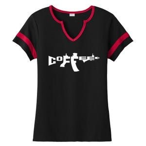 Coffee AR15 Rifle Gun Owner Ladies Halftime Notch Neck Tee