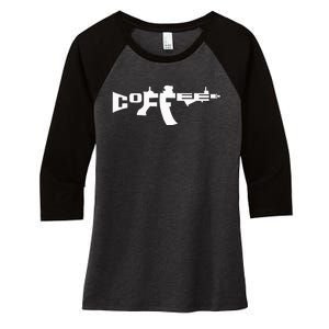 Coffee AR15 Rifle Gun Owner Women's Tri-Blend 3/4-Sleeve Raglan Shirt