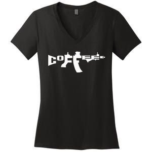 Coffee AR15 Rifle Gun Owner Women's V-Neck T-Shirt