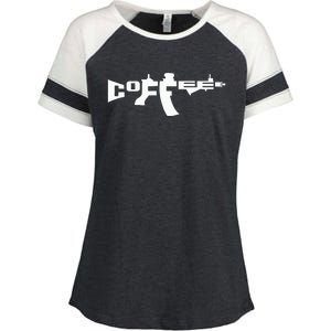 Coffee AR15 Rifle Gun Owner Enza Ladies Jersey Colorblock Tee