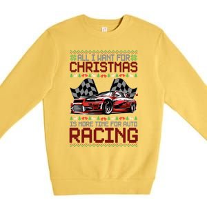 Christmas Auto Racing Funny Ugly Xmas Gift Premium Crewneck Sweatshirt