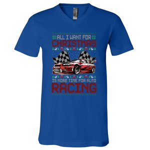 Christmas Auto Racing Funny Ugly Xmas Gift V-Neck T-Shirt