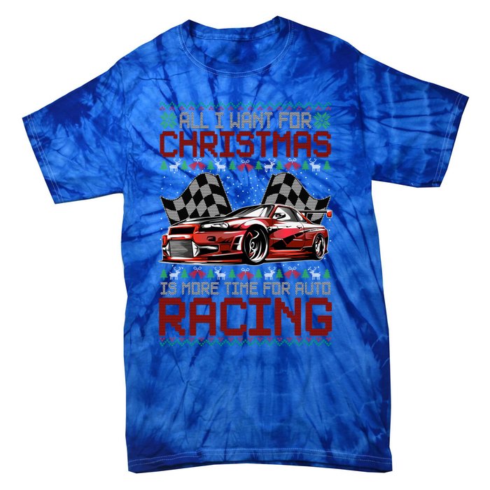 Christmas Auto Racing Funny Ugly Xmas Gift Tie-Dye T-Shirt