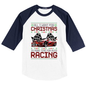 Christmas Auto Racing Funny Ugly Xmas Gift Baseball Sleeve Shirt