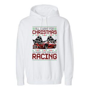 Christmas Auto Racing Funny Ugly Xmas Gift Garment-Dyed Fleece Hoodie