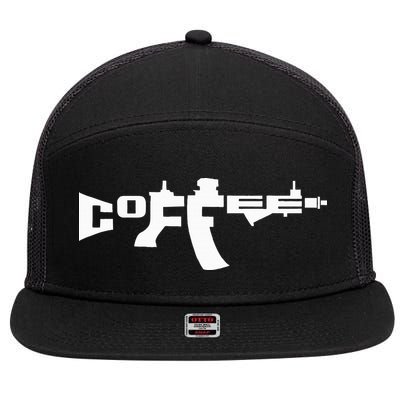 Coffee AR15 Rifle Gun Owner 7 Panel Mesh Trucker Snapback Hat