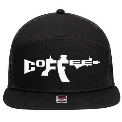 Coffee AR15 Rifle Gun Owner 7 Panel Mesh Trucker Snapback Hat