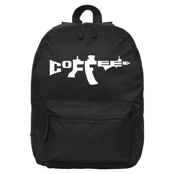 Coffee AR15 Rifle Gun Owner 16 in Basic Backpack