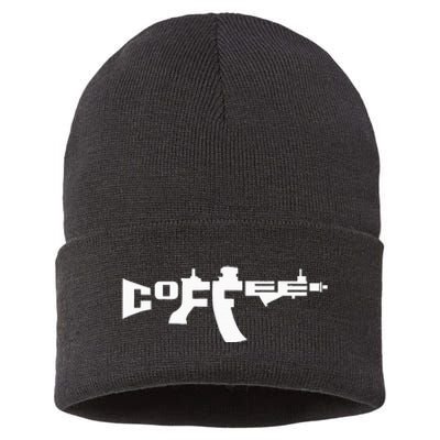 Coffee AR15 Rifle Gun Owner Sustainable Knit Beanie