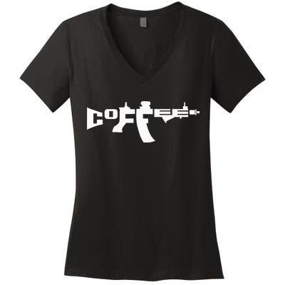 Coffee AR15 Rifle Gun Owner Women's V-Neck T-Shirt
