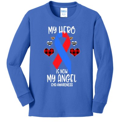 Chd Awareness Remembrance Hero Is Now My Angel Great Gift Kids Long Sleeve Shirt