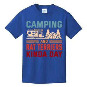 Camping And Rat Terriers Kinda Day Rattie Camper Funny Gift Kids T-Shirt