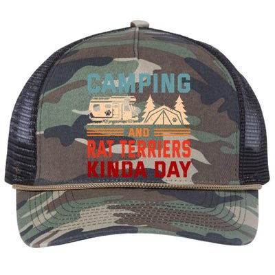 Camping And Rat Terriers Kinda Day Rattie Camper Funny Gift Retro Rope Trucker Hat Cap