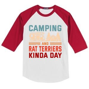 Camping And Rat Terriers Kinda Day Rattie Camper Funny Gift Kids Colorblock Raglan Jersey