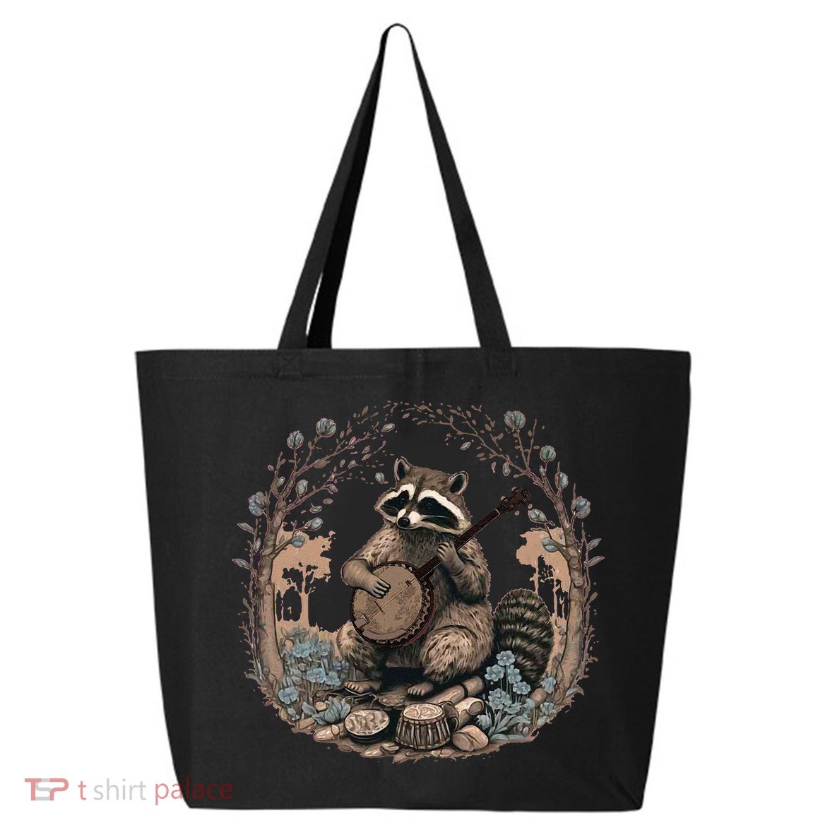 Cottagecore Aesthetic Raccoon Playing Banjo Vintage Racoon 25L Jumbo Tote