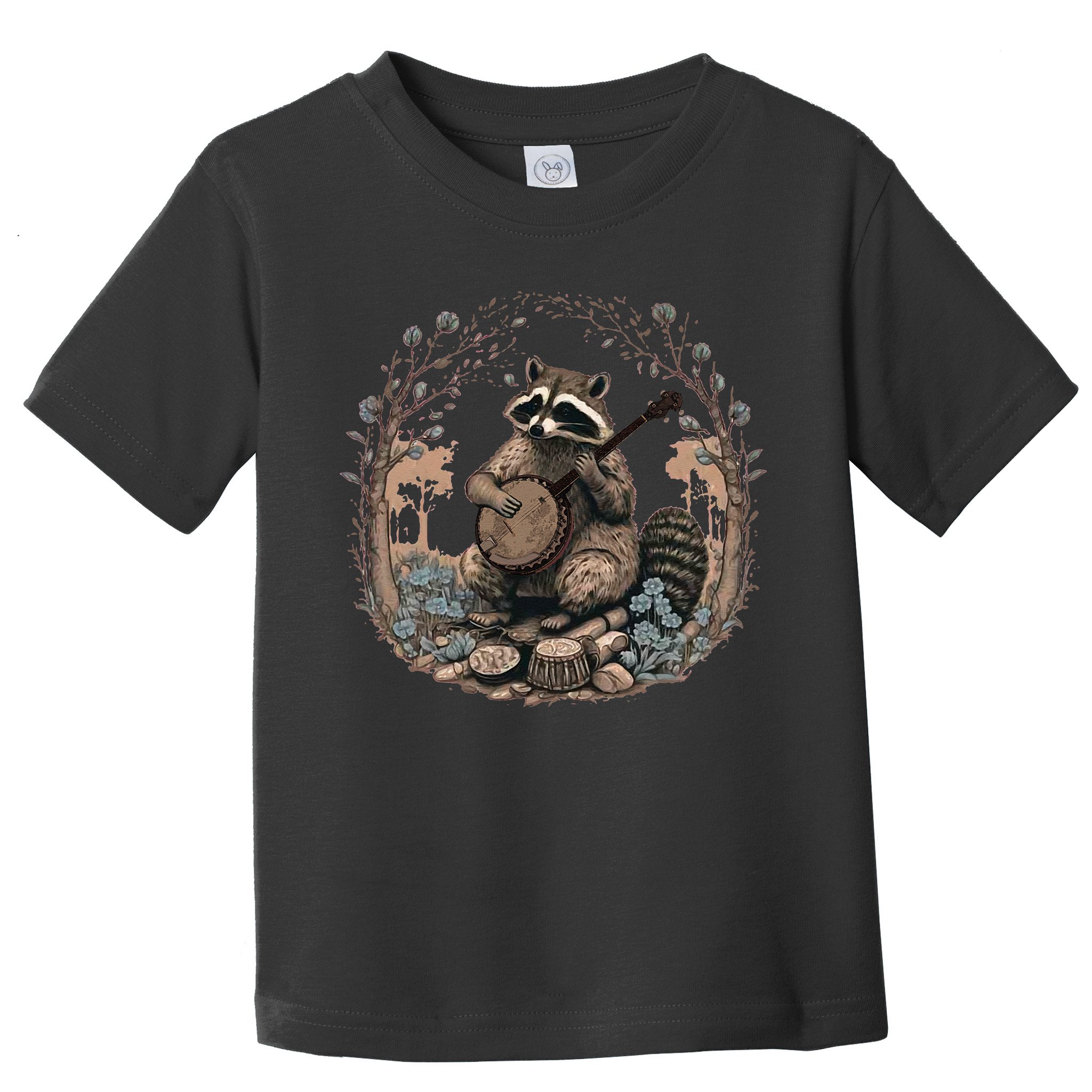 Cottagecore Aesthetic Raccoon Playing Banjo Vintage Racoon Toddler T-Shirt