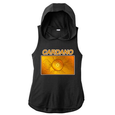 Cardano ADA Cryptocurrency Gold Ladies PosiCharge Tri-Blend Wicking Draft Hoodie Tank