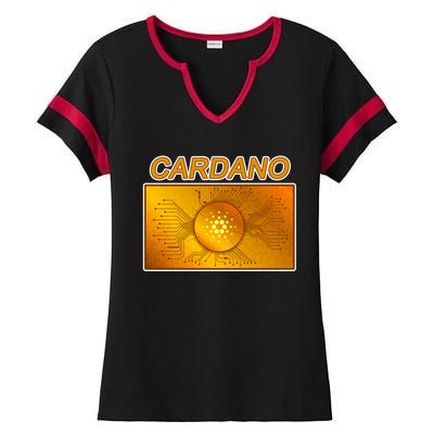 Cardano ADA Cryptocurrency Gold Ladies Halftime Notch Neck Tee