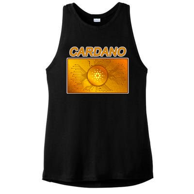 Cardano ADA Cryptocurrency Gold Ladies PosiCharge Tri-Blend Wicking Tank