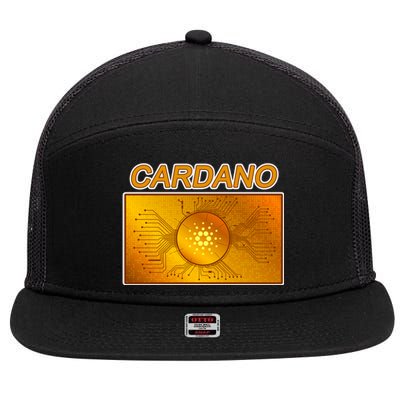 Cardano ADA Cryptocurrency Gold 7 Panel Mesh Trucker Snapback Hat