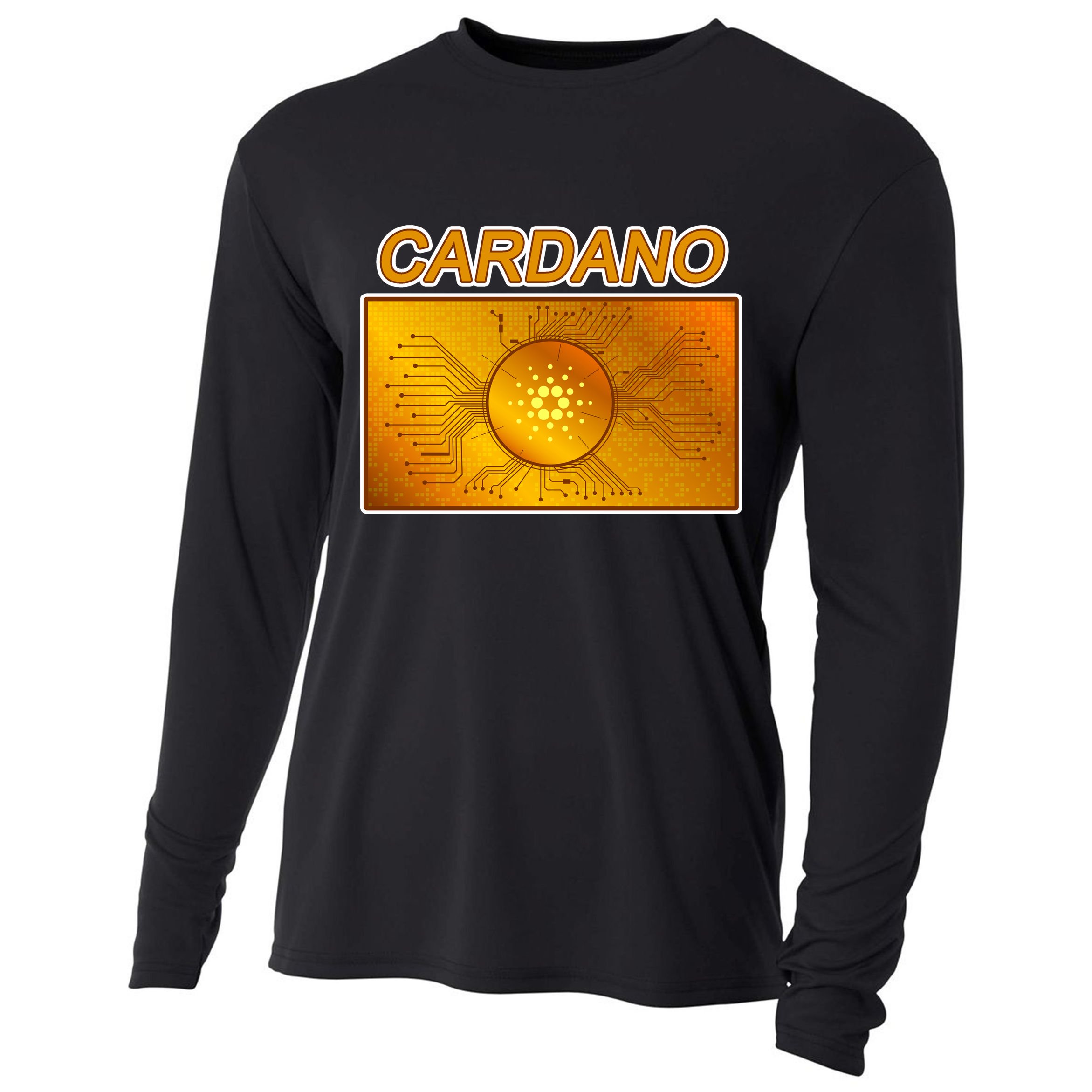 Cardano ADA Cryptocurrency Gold Cooling Performance Long Sleeve Crew