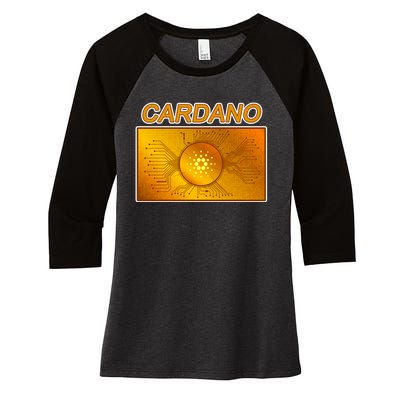 Cardano ADA Cryptocurrency Gold Women's Tri-Blend 3/4-Sleeve Raglan Shirt