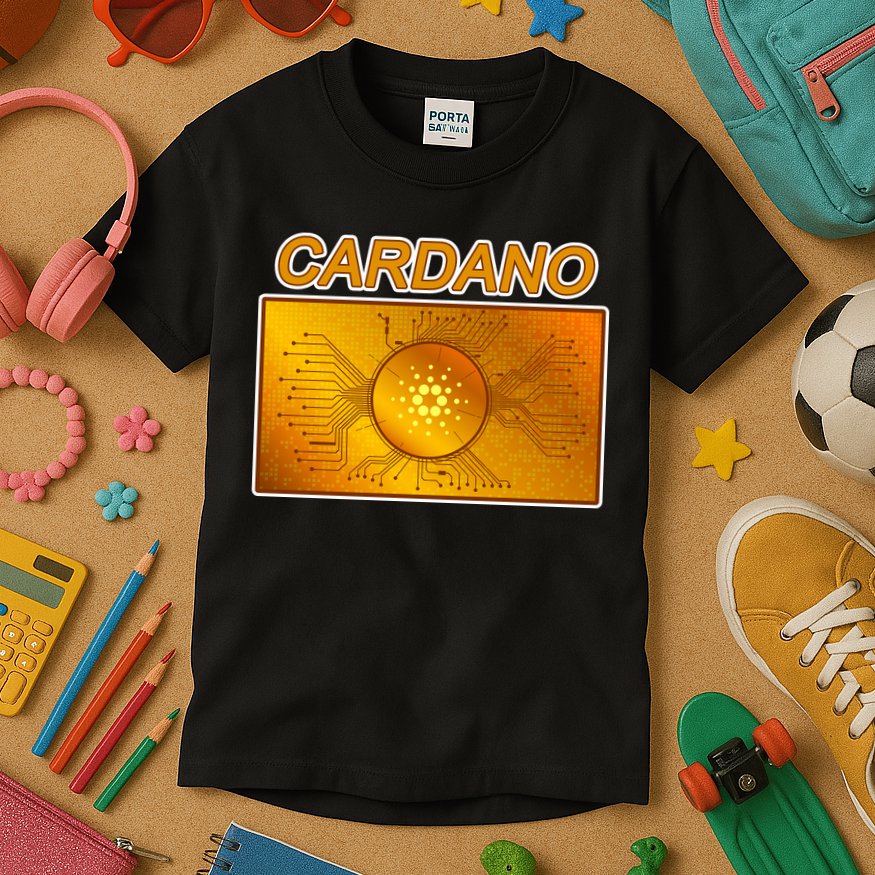 Cardano ADA Cryptocurrency Gold Kids T-Shirt