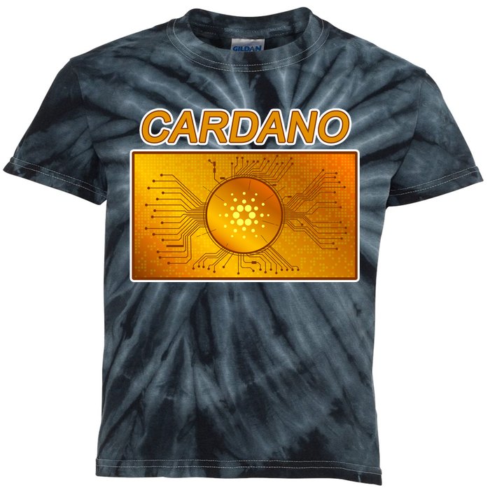 Cardano ADA Cryptocurrency Gold Kids Tie-Dye T-Shirt