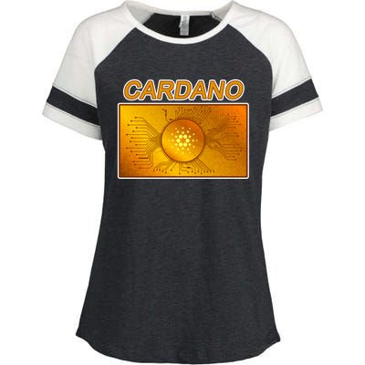 Cardano ADA Cryptocurrency Gold Enza Ladies Jersey Colorblock Tee