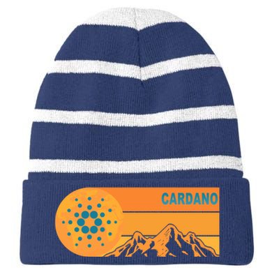 Cardano Crypto mountain  Striped Beanie with Solid Band