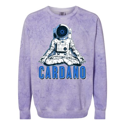 Cardano Mediating Yoga Astronaut Crypto Currency Colorblast Crewneck Sweatshirt