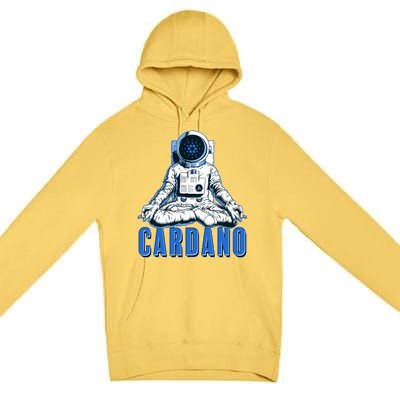 Cardano Mediating Yoga Astronaut Crypto Currency Premium Pullover Hoodie