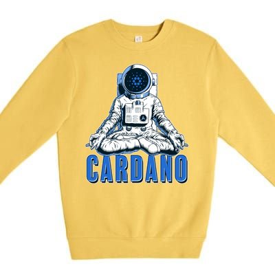 Cardano Mediating Yoga Astronaut Crypto Currency Premium Crewneck Sweatshirt