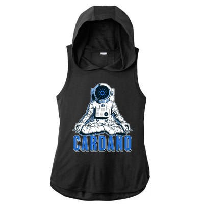 Cardano Mediating Yoga Astronaut Crypto Currency Ladies PosiCharge Tri-Blend Wicking Draft Hoodie Tank